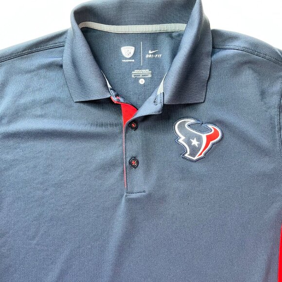 Houston Texans Nike Dri-Fit Polo Shirt S Navy & Red NFL Training Equipment Appar - Picture 2 of 10